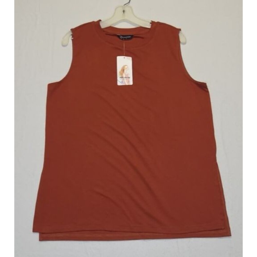 Pretty Garden Rust Tank Size Large Viscose Side Split Summer Classic Minimalist